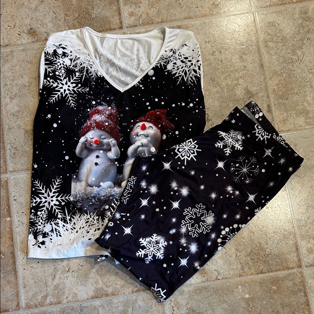 Snowman Print Pajama Set